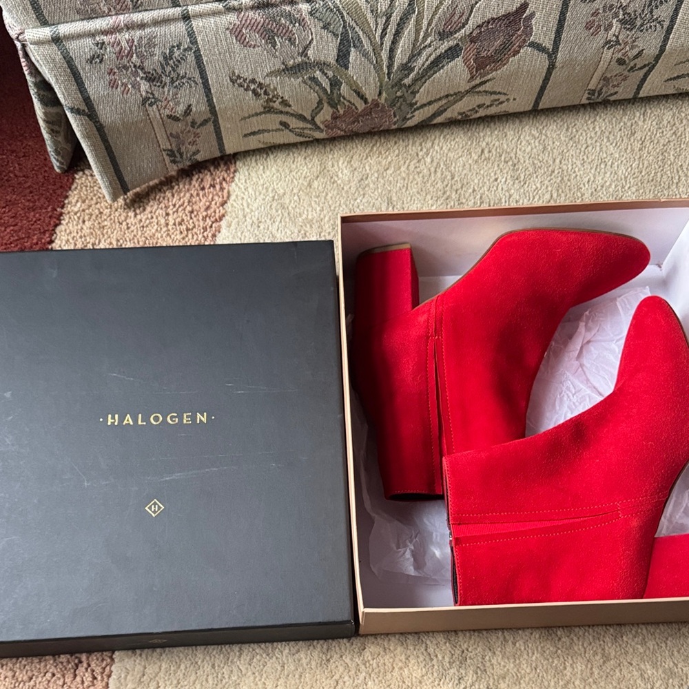Halogen Red Suede Heeled Boots - Picture 6 of 6